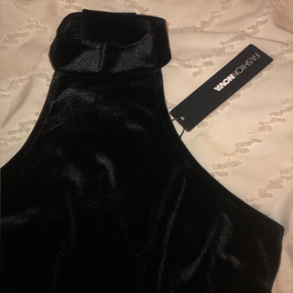 BRAND New !! Black fashionova velvet dress size S - Picture 2 of 6